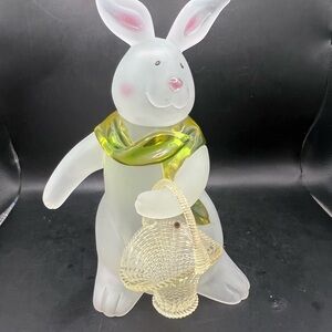 Frosted Glass Rabbit with Yellow and Green Scarf